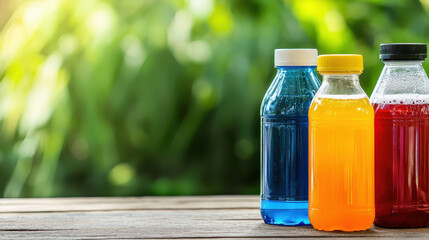 Refreshing sports drinks in vibrant colors, perfect for hydration and stamina during activities