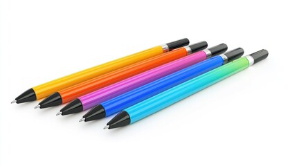 Fototapeta premium 3d render lineup of stylus pens on white background