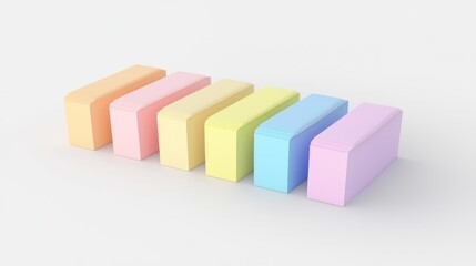 Obraz premium 3d render lineup of sticky note pads on white background
