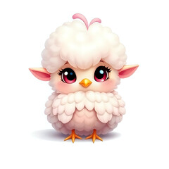 Cute Fluffy Adorable Rhea Isolated on White Background