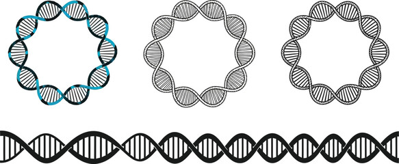 DNA helix structures present scientific patterns with circular molecule models.