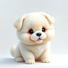 Cute Fluffy Adorable Dog Isolated on White Background