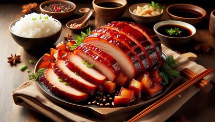 Char Siu Cantonese China — Honey soy glazed roast pork with sc