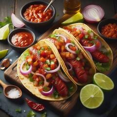 Chorizo Tacos – Spicy sausage with onions and salsa