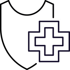 Shield by Medical Cross Outline Linear Image for Graphic and Web Design, Apps, Adverts, Various Cards
