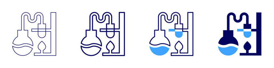 Boiling temperature icon in 4 different styles. Thin Line, Line, Bold Line, Duotone. Duotone style. Editable stroke