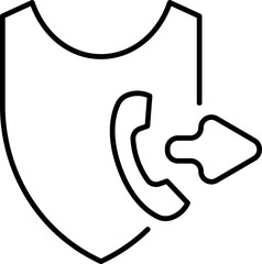 Shield by Phone Call Minimalistic Thin Icon for Web and Graphic Design, Apps, Banners, Social Network and Cards