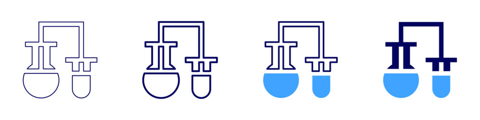 Obraz premium Electrolysis process icon in 4 different styles. Thin Line, Line, Bold Line, Duotone. Duotone style. Editable stroke