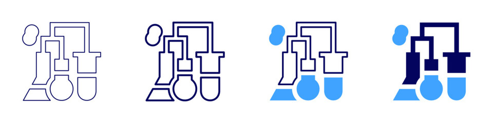 Obraz premium Flask dilution icon in 4 different styles. Thin Line, Line, Bold Line, Duotone. Duotone style. Editable stroke