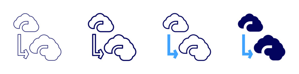 Human evolution icon in 4 different styles. Thin Line, Line, Bold Line, Duotone. Duotone style. Editable stroke