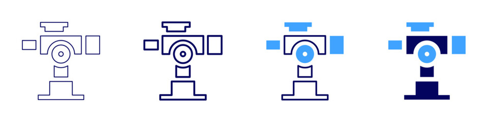 Microscope optics icon in 4 different styles. Thin Line, Line, Bold Line, Duotone. Duotone style. Editable stroke