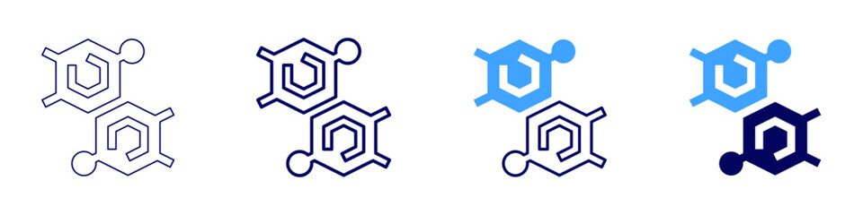 Molecular geometry icon in 4 different styles. Thin Line, Line, Bold Line, Duotone. Duotone style. Editable stroke