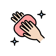 Wash hands color icon. Hygiene symbol, logo illustration. Soap for hands and body. Hands disinfection. Isolated Vector Illustration.