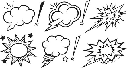 Set of Comic Style Speech Bubbles and Thought Clouds for Graphic Design Projects (Vector Illustration)