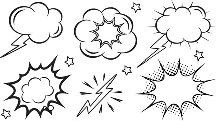 Set of Comic Style Speech Bubbles and Thought Clouds for Graphic Design Projects (Vector Illustration)