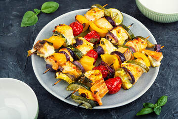 Tasty salmon skewers.