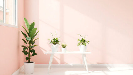 green plant in a vase, flowers, pot, 3d Rendering illustration