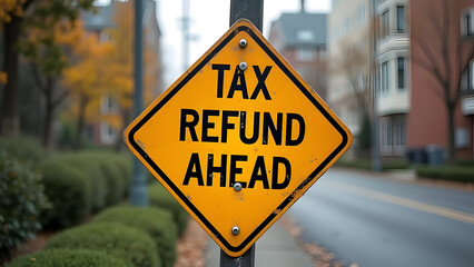 Impact-Resistant Construction Caution Sign Tax Refund Ahead Safety