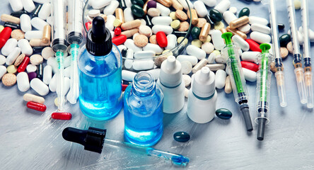 Pharmaceutical medicine pills, tablets and capsules