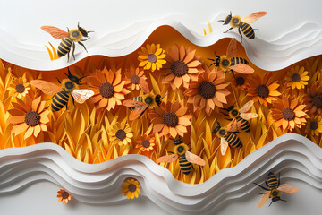 Bees and honeycomb. Vector illustrator
