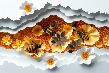 Bees and honeycomb. Vector illustrator