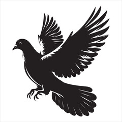 Fototapeta premium siting pigeon Silhouette Vector Art and Graphic vector black color silhouette , white background 