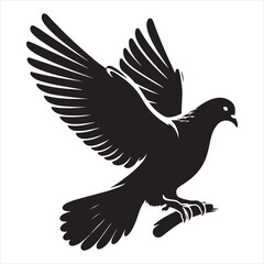 Obraz premium siting pigeon Silhouette Vector Art and Graphic vector black color silhouette , white background 
