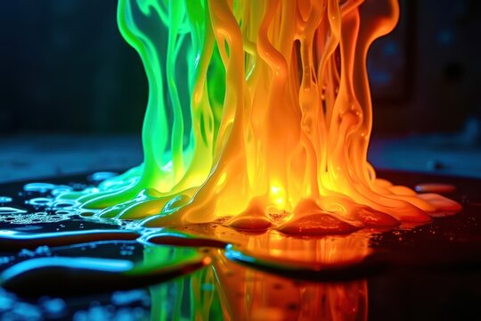 A colorful blob of paint with a rainbow effect