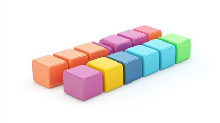 Obraz premium 3d render lineup of colorful toy blocks on white background