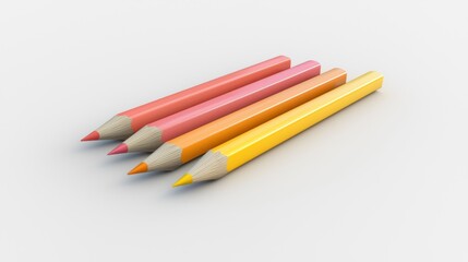 Fototapeta premium 3d render lineup of colored pencils on white background
