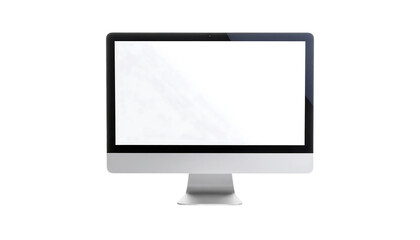 Fototapeta premium Modern desktop computer with a blank white screen isolated on transparent background