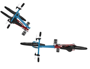 Striking Blue Red Custom Folding Bike: 3D Render of Innovative Urban Mobility Solution. Sleek,...
