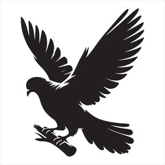 Obraz premium siting pigeon Silhouette Vector Art and Graphic vector black color silhouette , white background 