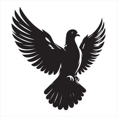 Obraz premium siting pigeon Silhouette Vector Art and Graphic vector black color silhouette , white background 