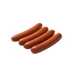 Four Red Hot Dogs Arranged in an Overlapping Row Isolated on a transparent background hotdog hotdogs