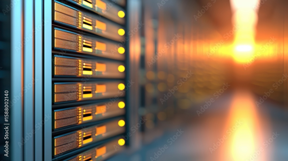 Poster server cybersecurity monitoring system tracking real time server activity and threats.
