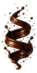 Rich chocolate sauce spiraling in a frozen splash.