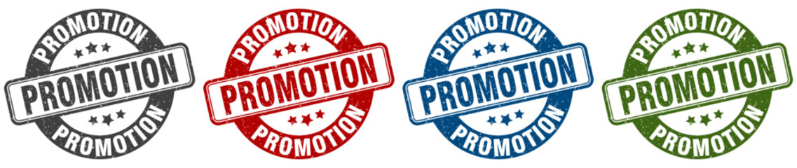 promotion stamp. promotion round stamp set isolated on white background