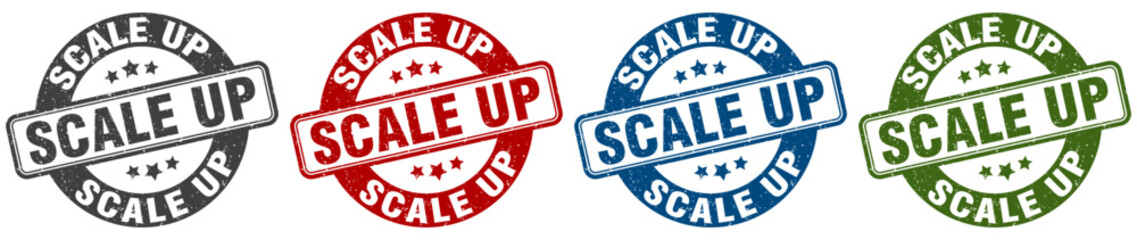 scale up stamp. scale up round stamp set isolated on white background