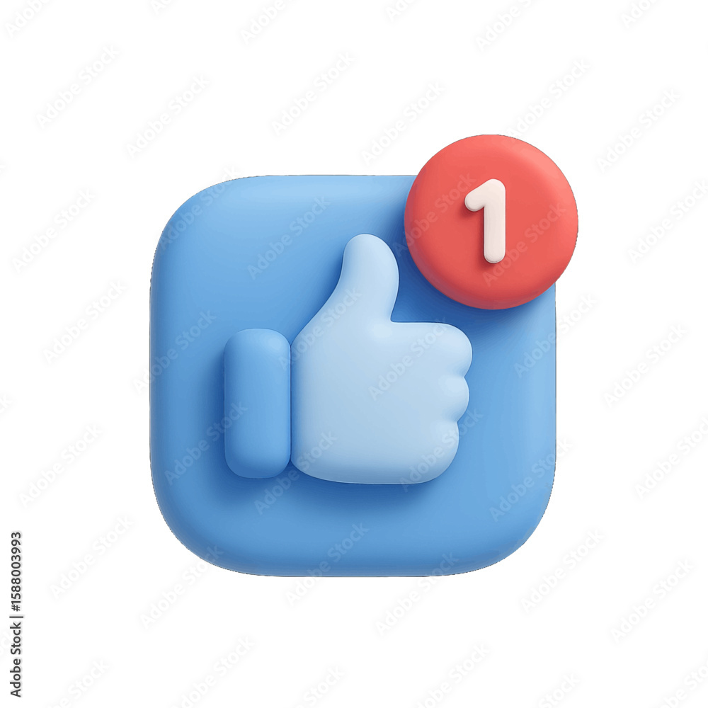 Fototapete 3d rendered like icon with a notification bubble showing the number one.