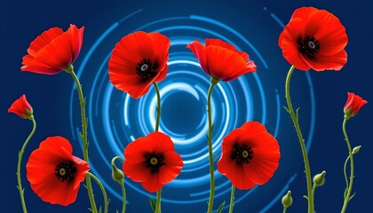 Obraz premium Abstract Vibrant Poppies with Energy Swirl