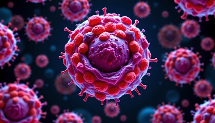 Microscopic View Colorful Cells and Organelles