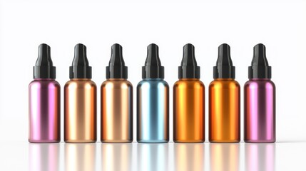 Obraz premium 3D lineup of hair care products in a row on white