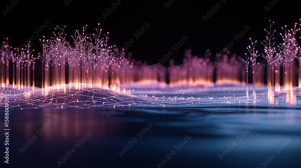 Poster net abstract visualization of iot connections forming a vast data network.