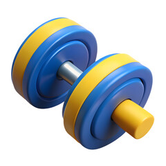 Blue and Yellow Dumbbell Icon for Fitness and Exercise Applications Rendered in 3D Style