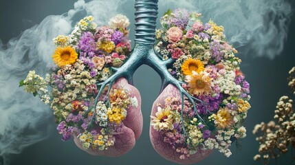 Lungs filled with flowers instead of smoke .