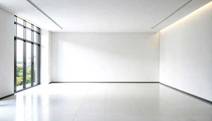Fototapeta premium 全体的に白色で統一されたフロアー空間。The floor space is unified in an overall white color.
