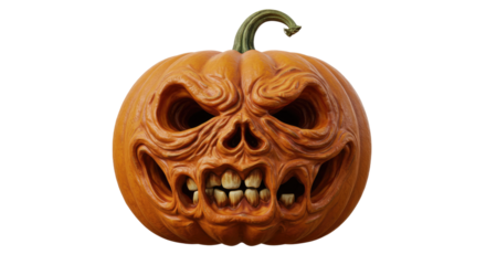 Spooky Halloween Carved Pumpkin Face.