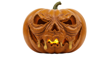 Spooky Halloween Carved Pumpkin with Dripping Details.