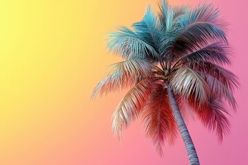 Vibrant palm tree against a colorful gradient sunset sky